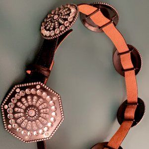 Tony Lama* Cowgirl Western Concho BELT Black Ostrich Sz 32 C50353 Rhinestone